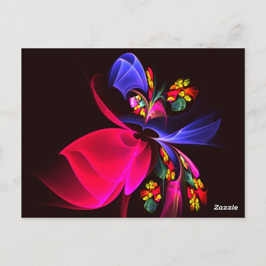 Modern kleurrijk bloemig Abstract kunstpatroon #06 Briefkaart (Achterkant)