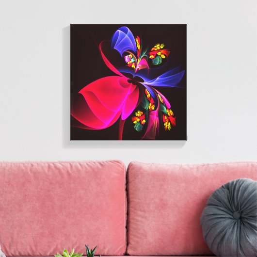 Modern kleurrijk bloemig Abstract kunstpatroon #06 Canvas Afdruk (Insitu (Woonkamer))