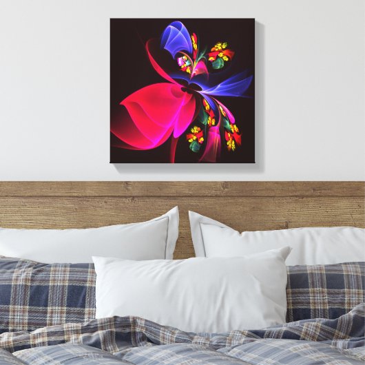 Modern kleurrijk bloemig Abstract kunstpatroon #06 Canvas Afdruk (Insitu (Slaapkamer))