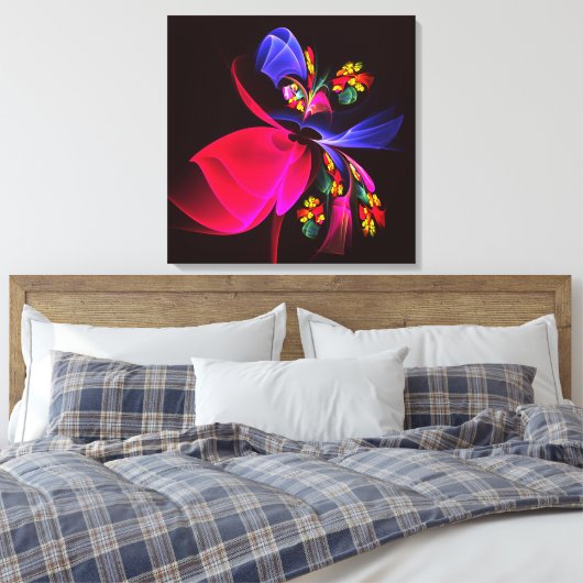 Modern kleurrijk bloemig Abstract kunstpatroon #06 Canvas Afdruk (Insitu (Slaapkamer))