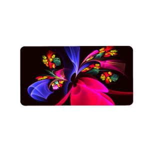 Modern kleurrijk bloemig Abstract kunstpatroon #06 Etiket