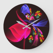 Modern kleurrijk bloemig Abstract kunstpatroon #06 Grote Klok (Voorkant)
