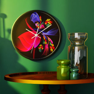 Modern kleurrijk bloemig Abstract kunstpatroon #06 Grote Klok