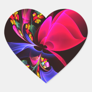 Modern kleurrijk bloemig Abstract kunstpatroon #06 Hart Sticker
