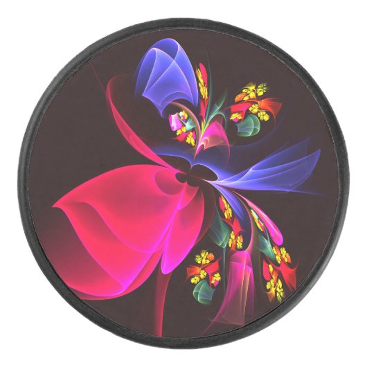 Modern kleurrijk bloemig Abstract kunstpatroon #06 Hockey Puck (Voorkant)