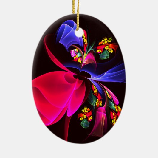 Modern kleurrijk bloemig Abstract kunstpatroon #06 Keramisch Ornament (Achterkant)