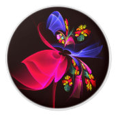 Modern kleurrijk bloemig Abstract kunstpatroon #06 Keramische Knop (Voorkant)