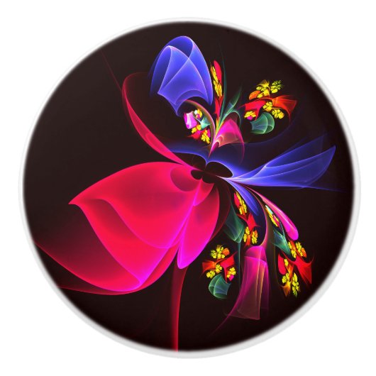 Modern kleurrijk bloemig Abstract kunstpatroon #06 Keramische Knop (Voorkant)