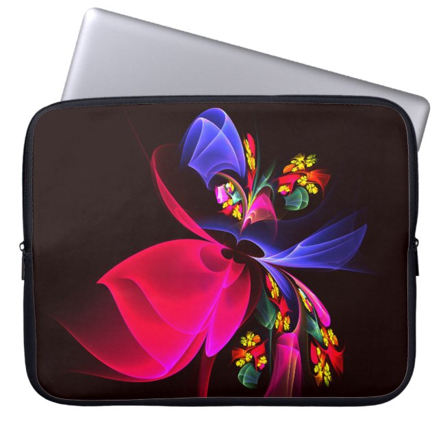 Modern kleurrijk bloemig Abstract kunstpatroon #06 Laptop Sleeve (Voorkant)
