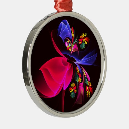 Modern kleurrijk bloemig Abstract kunstpatroon #06 Metalen Ornament (Rechts)