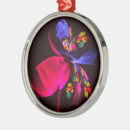 Modern kleurrijk bloemig Abstract kunstpatroon #06 Metalen Ornament (Links)