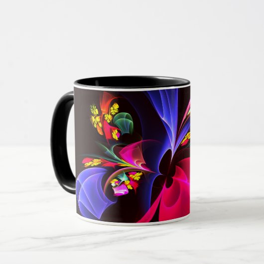 Modern kleurrijk bloemig Abstract kunstpatroon #06 Mok (Voorkant links)