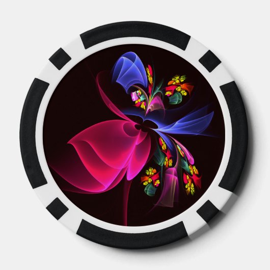 Modern kleurrijk bloemig Abstract kunstpatroon #06 Poker Chips (Achterkant)