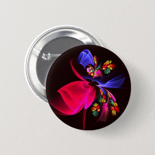 Modern kleurrijk bloemig Abstract kunstpatroon #06 Ronde Button 5,7 Cm (Voorkant /achterkant)