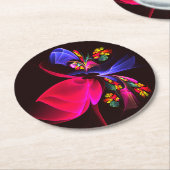 Modern kleurrijk bloemig Abstract kunstpatroon #06 Ronde Kartonnen Onderzetter (Gebogen)