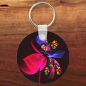 Modern kleurrijk bloemig Abstract kunstpatroon #06 Sleutelhanger (Voorkant)