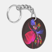 Modern kleurrijk bloemig Abstract kunstpatroon #06 Sleutelhanger (Voorkant Links)