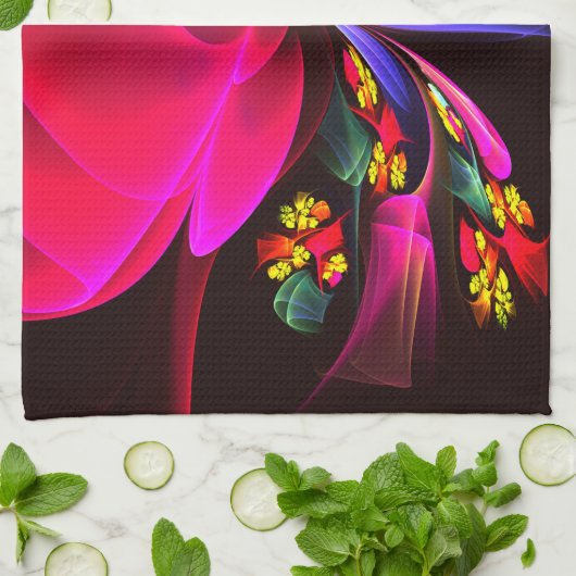 Modern kleurrijk bloemig Abstract kunstpatroon #06 Theedoek (Gevouwen)