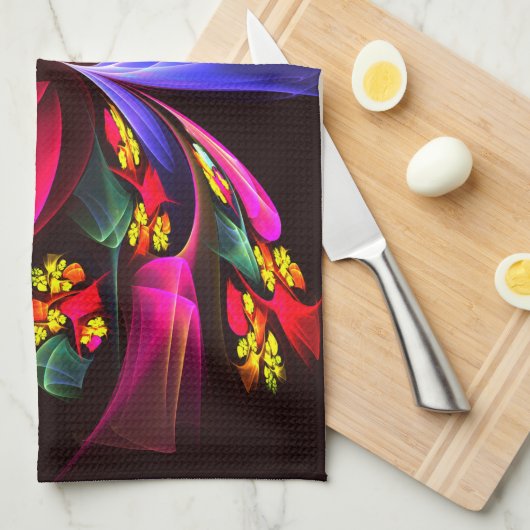 Modern kleurrijk bloemig Abstract kunstpatroon #06 Theedoek (Quarter Fold)