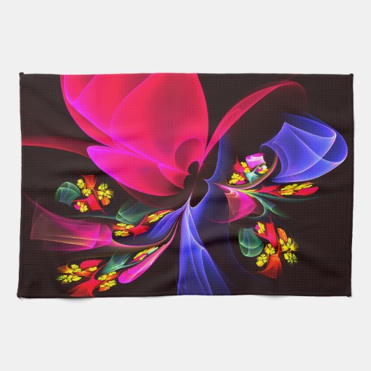 Modern kleurrijk bloemig Abstract kunstpatroon #06 Theedoek (Horizontaal)
