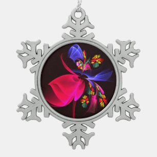 Modern kleurrijk bloemig Abstract kunstpatroon #06 Tin Sneeuwvlok Ornament