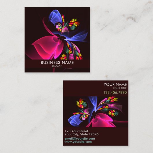 Modern kleurrijk bloemig Abstract kunstpatroon #06 Vierkante Visitekaartje (Voorkant / Achterkant)