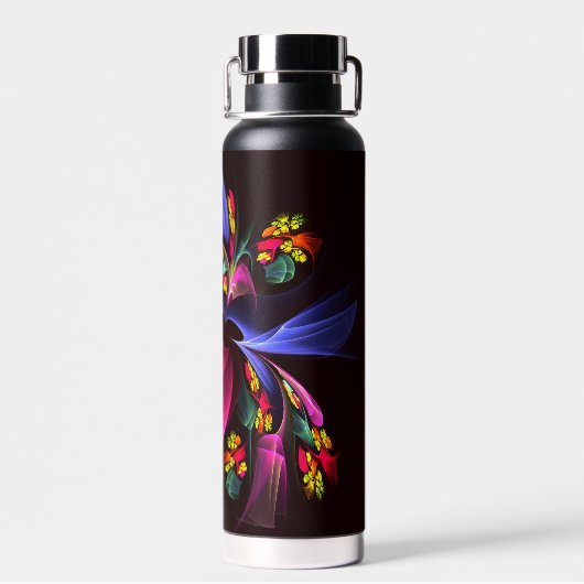 Modern kleurrijk bloemig Abstract kunstpatroon #06 Waterfles (Achterkant)