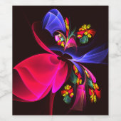 Modern kleurrijk bloemig Abstract kunstpatroon #06 Wijn Etiket (Enkel label)