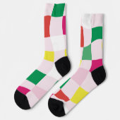 Modern kleurrijk | Blokken Tartan Plaid Kerstmis Sokken (Links)