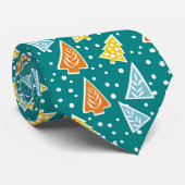 Modern kleurrijk boompatroon blauwgroen blauw stropdas (Opgerold)