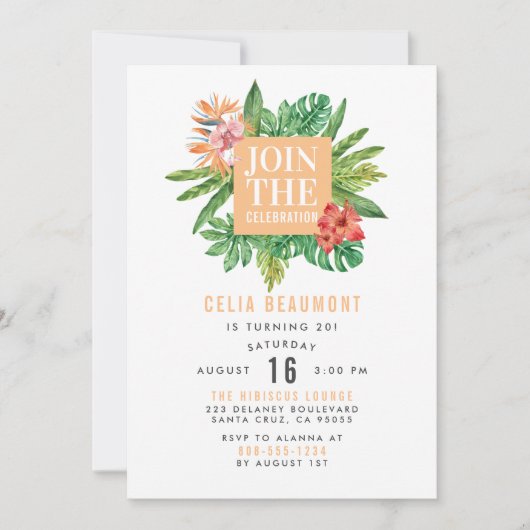Modern kleurrijk botanisch tropisch verjaardagsfee kaart (Voorkant)