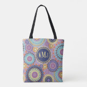 Modern kleurrijk Chic Monogrammed Mandala Pattern Tote Bag (Achterkant)