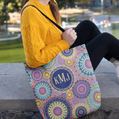 Modern kleurrijk Chic Monogrammed Mandala Pattern Tote Bag