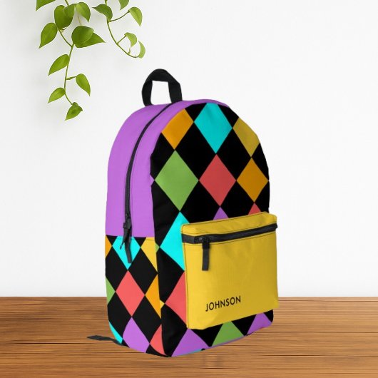 Modern kleurrijk diamant geometrisch patroon bedrukte rugzak