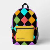 Modern kleurrijk diamant geometrisch patroon bedrukte rugzak (Voorkant)