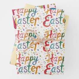 Modern Kleurrijk Eipatroon Pasen Inpakpapier Vel