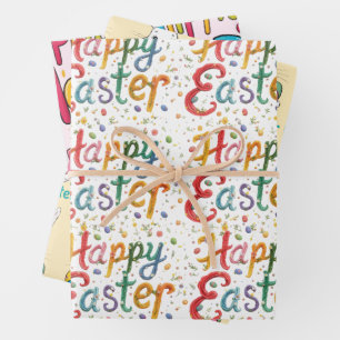 Modern Kleurrijk Eipatroon Pasen Inpakpapier Vel