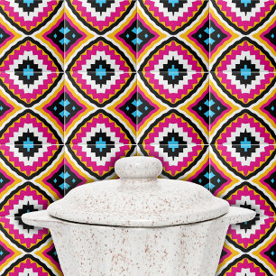 Modern kleurrijk etnisch Talavera Geometric Patter Tegeltje