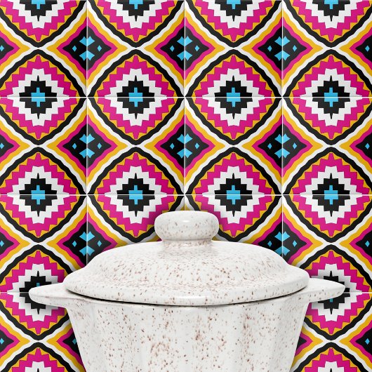 Modern kleurrijk etnisch Talavera Geometric Patter Tegeltje