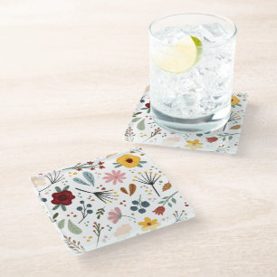 Modern kleurrijk Floral Pattern Glazen Onderzetter
