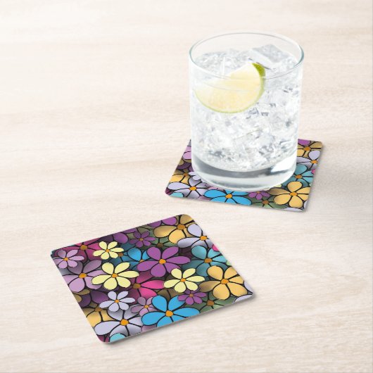 Modern kleurrijk Floral Pattern Kartonnen Onderzetters (Insitu)