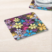 Modern kleurrijk Floral Pattern Kartonnen Onderzetters (Schuin)