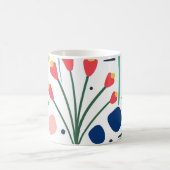 Modern Kleurrijk Foliage Bloemen Patroon Wit Koffiemok (Center)