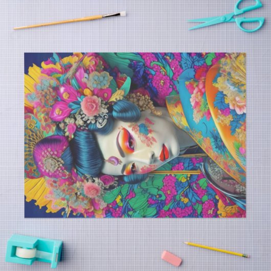 Modern Kleurrijk Geisha Decoupage Tissue Papier (Craft)