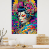 Modern kleurrijk Geisha Poster (Keuken)