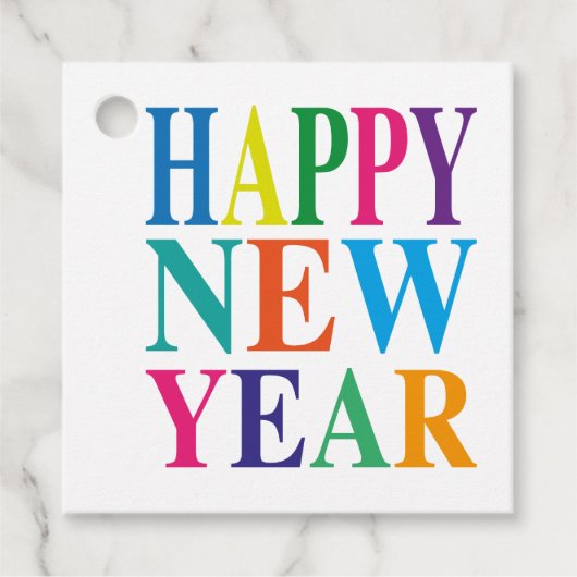 Modern kleurrijk gelukkig nieuwjaar bedankjes labels (Voorkant)