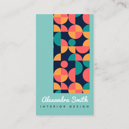 modern kleurrijk geometrisch interieurontwerp visitekaartje (Voorkant)