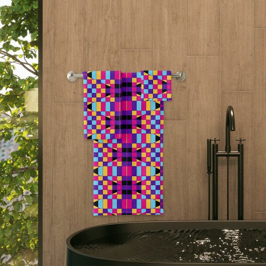 Modern kleurrijk geometrisch patroon op kunst bad handdoek