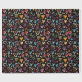 Modern kleurrijk hartpatroon cadeaupapier (Vlak)