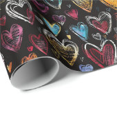 Modern kleurrijk hartpatroon cadeaupapier (Rol Hoek)